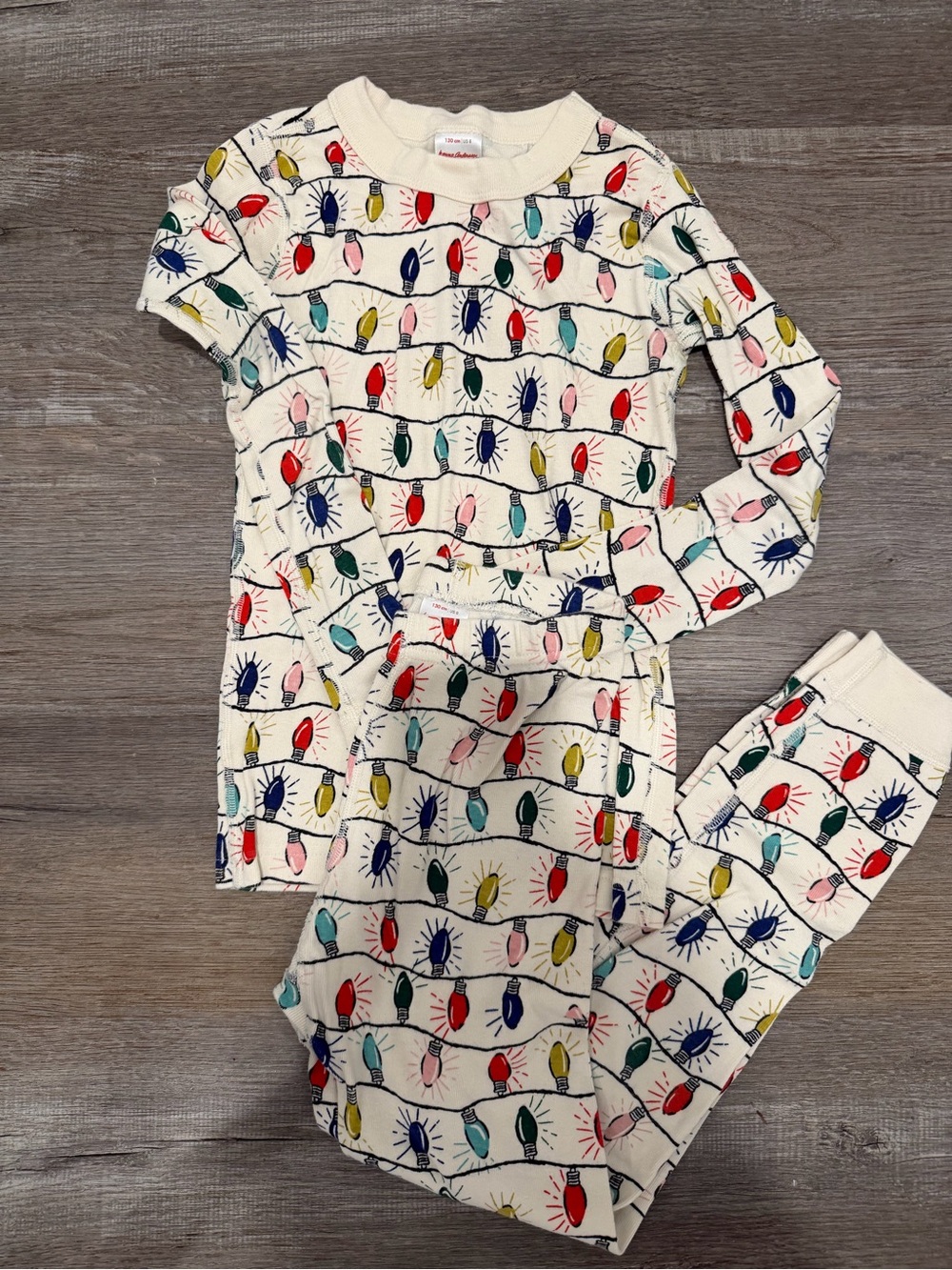 Hanna Andersson Christmas Lights Pajama Set Kids Size 8